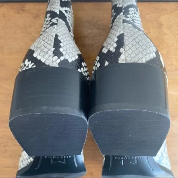 MARC FISHER LTD. Vivica Pointed Toe Snakeskin White Cow Ankle Block Heel - Picture 7 of 14